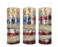 We the People 20 oz Insulated Tumbler with Lid and Straw - Sew Lucky Embroidery
