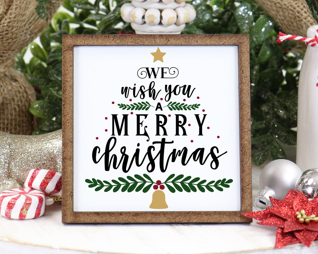 We Wish You a Merry Christmas Tier Tray Sign - Sew Lucky Embroidery