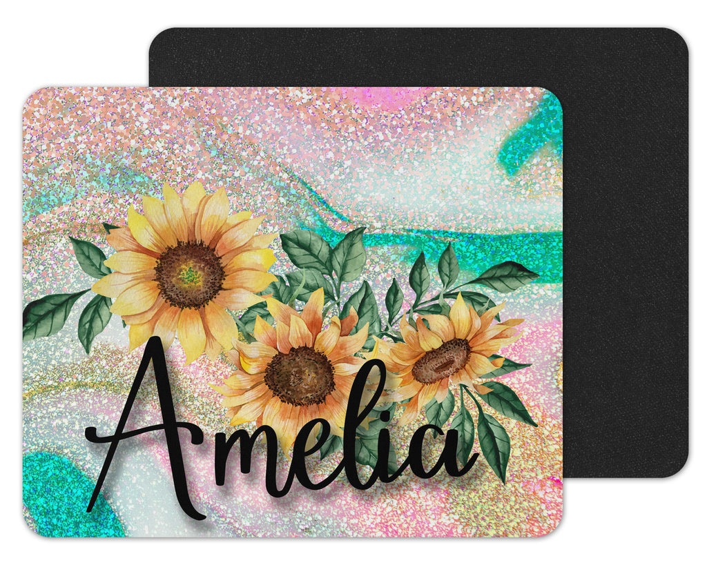 Whimsical Sunflowers Custom Personalized Mouse Pad - Sew Lucky Embroidery