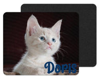 White Kitten Custom Personalized Mouse Pad - Sew Lucky Embroidery