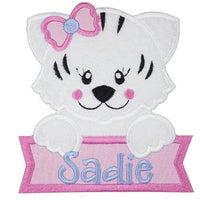 White Tiger Name Patch - Sew Lucky Embroidery