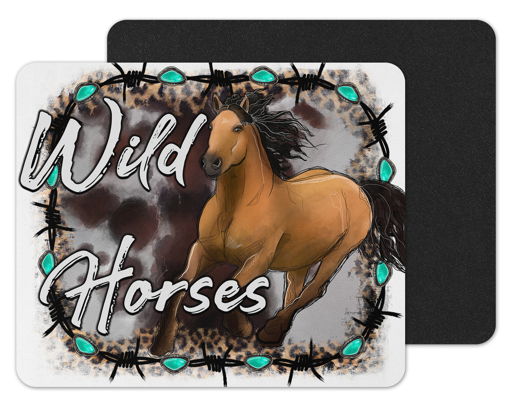 Wild Horses in Barbwire Mouse Pad - Sew Lucky Embroidery
