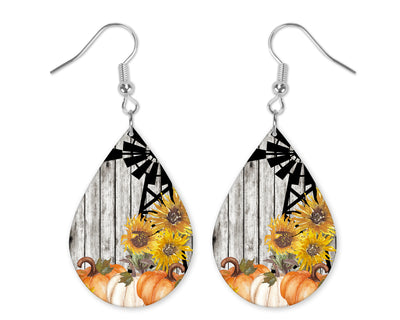 Windmill Pumpkins Teardrop Earrings