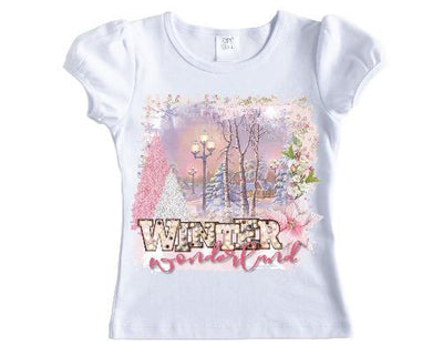 Winter Wonderland Pink Girls Christmas Shirt