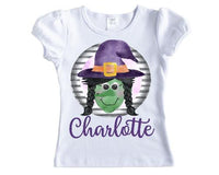 Witch with Purple Hat Halloween Personalized Shirt - Sew Lucky Embroidery