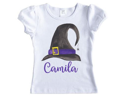 Witches Hat Halloween Personalized Girls Shirt