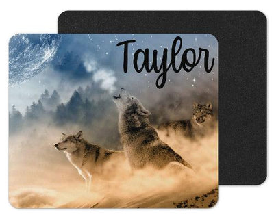 Wolves Howling at the Moon Custom Personalized Mouse Pad