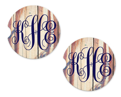 Wood Personalized Sandstone Car Coasters (Set of Two)