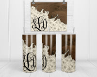 Wood and Floral Personalized 20 oz Insulated Tumbler with Lid and Straw - Sew Lucky Embroidery