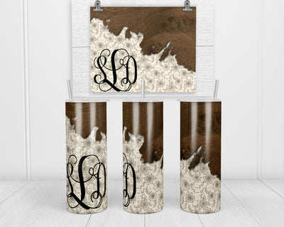 Wood and Floral Personalized 20 oz Insulated Tumbler with Lid and Straw